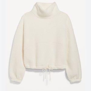 Cropped Sherpa Turtleneck Sweater